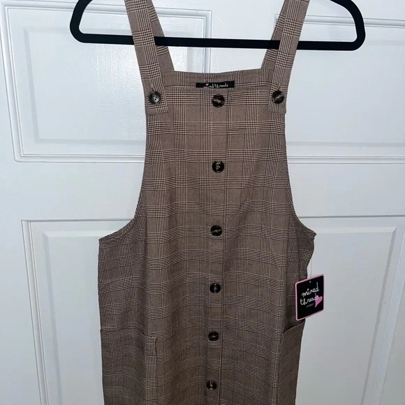 Plaid Brown Mini Dress - Picture 5 of 8